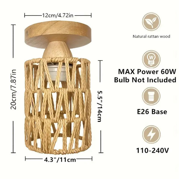 Rattan Ceiling Light Fixture