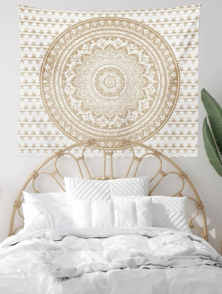 Beige Mandala Tapestry