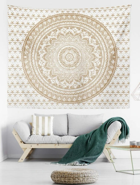 Beige Mandala Tapestry