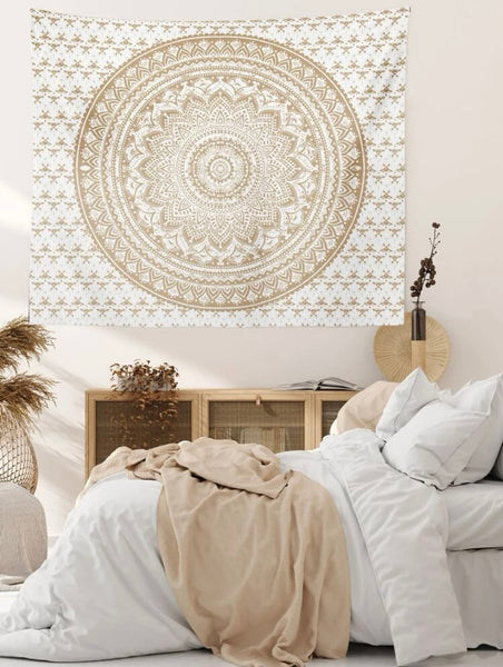 Beige Mandala Tapestry